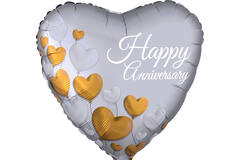 Foil Balloon - Shape - Heart - "Happy Anniversary" - 45 cm